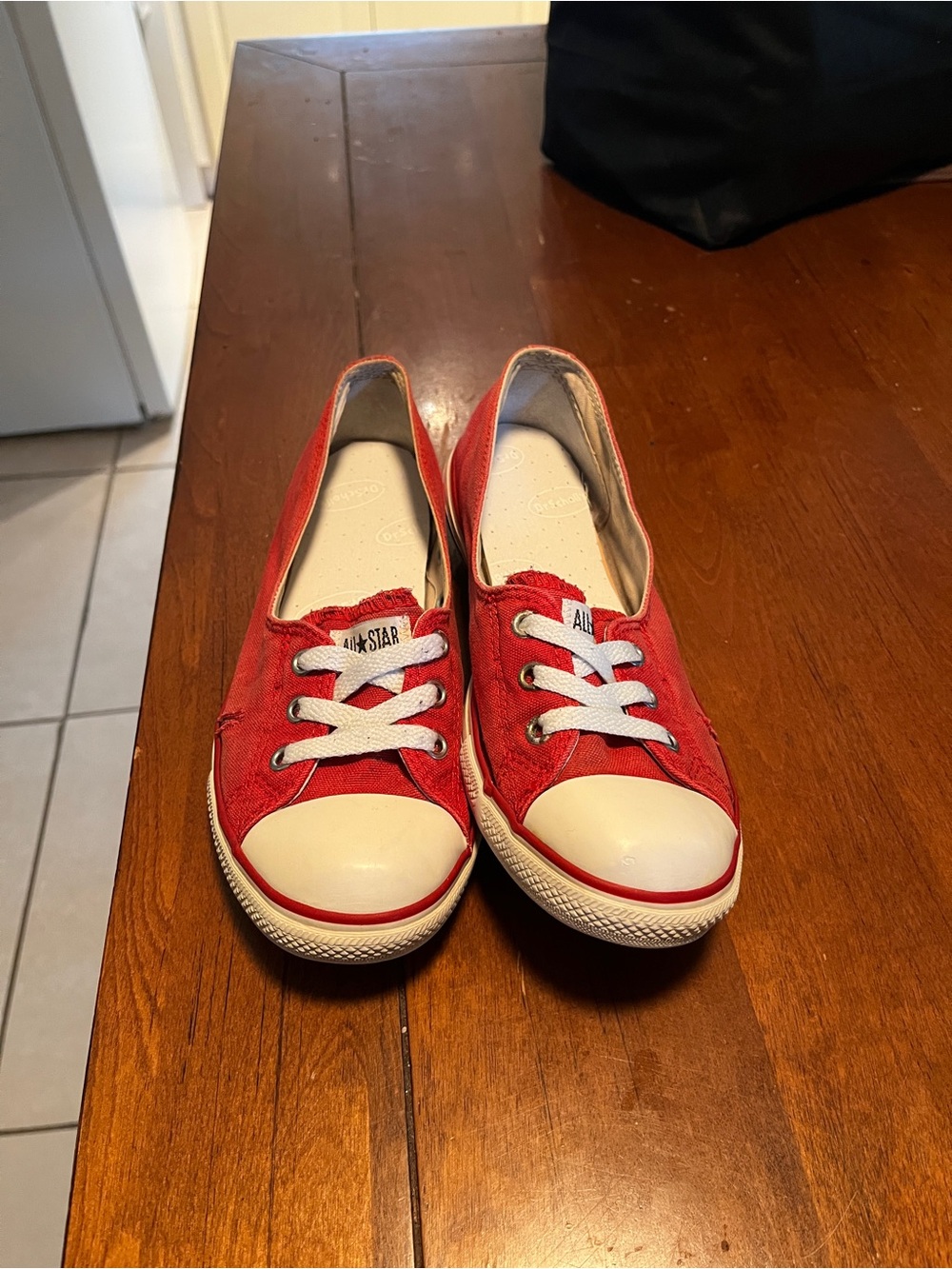 Converse Women’s Red Canvas Lace-Up Slip-On Sneakers